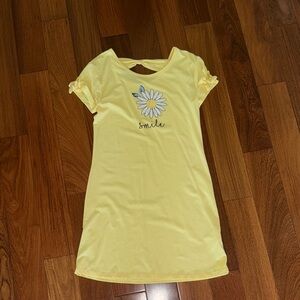 Yellow Kids Casual Dress with Daisy Print